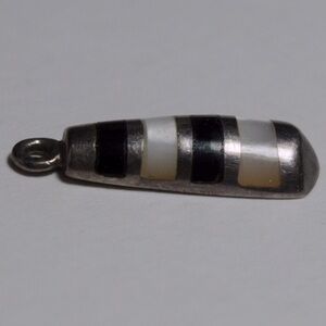 Black and White Mother Of Pearl/Onyx Sterling Silver Charm Pendant Brace…